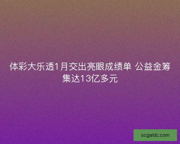 体彩大乐透1月交出亮眼成绩单 公益金筹集达13亿多元