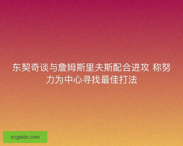 东契奇谈与詹姆斯里夫斯配合进攻 称努力为中心寻找最佳打法