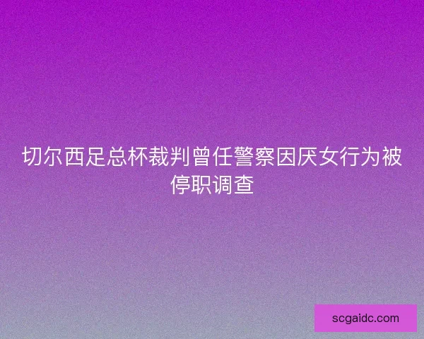 切尔西足总杯裁判曾任警察因厌女行为被停职调查