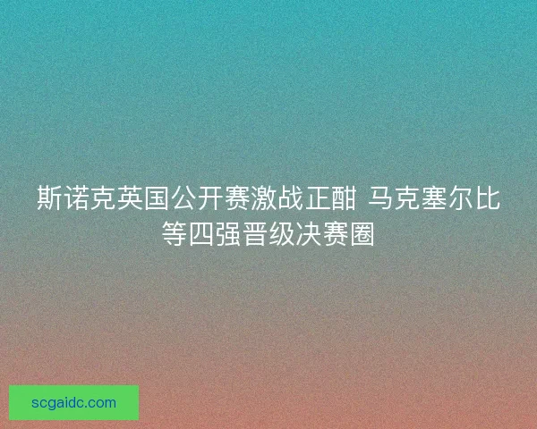 斯诺克英国公开赛激战正酣 马克塞尔比等四强晋级决赛圈