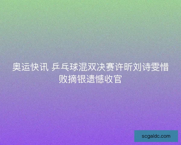 奥运快讯 乒乓球混双决赛许昕刘诗雯惜败摘银遗憾收官