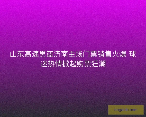 山东高速男篮济南主场门票销售火爆 球迷热情掀起购票狂潮