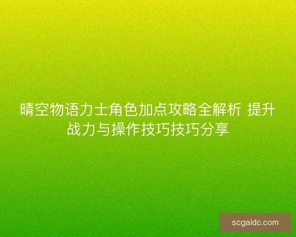 晴空物语力士角色加点攻略全解析 提升战力与操作技巧技巧分享